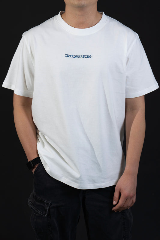Introverting Embroidered Tee - 100% Cotton Comfy Statement Shirt