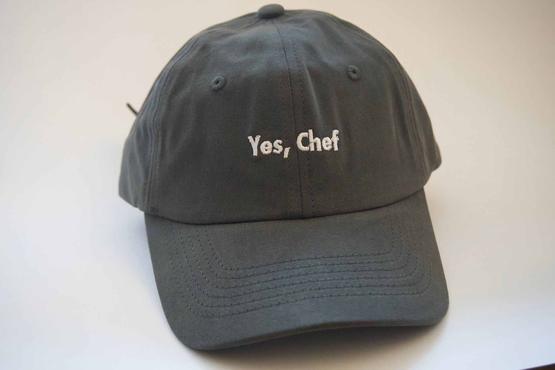 Gray Yes Chef cap with white embroidery
